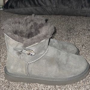 Grey Mini Bailey Button Gem Ugg Boots